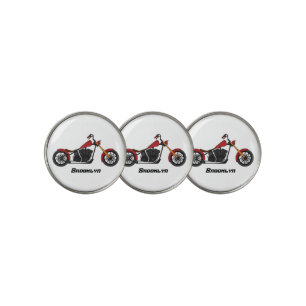 Chopper style motorcycle illustration golf ball marker