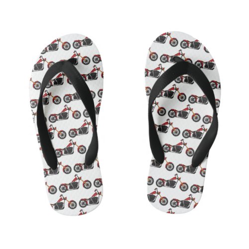 Chopper style motorcycle illustration kids flip flops