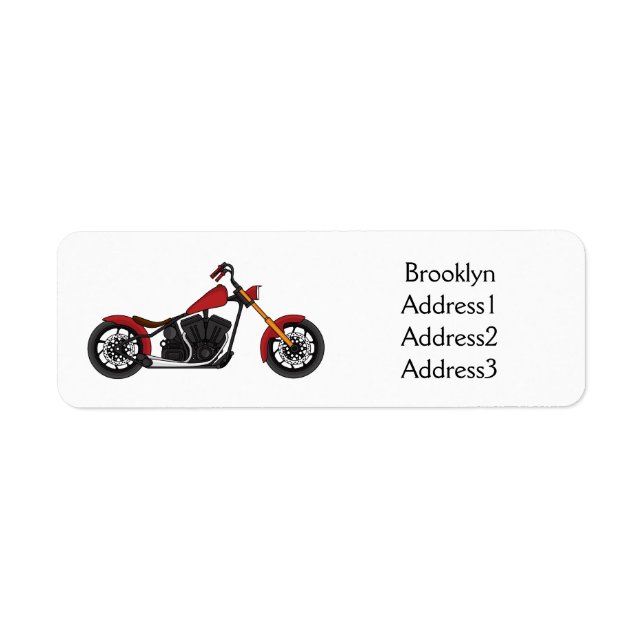 Chopper style motorcycle illustration label (Front)