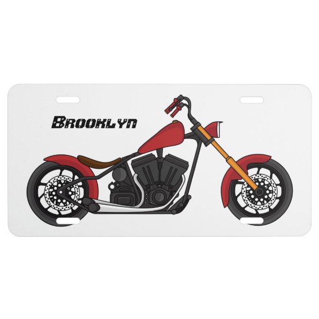 Chopper style motorcycle illustration license plate (Front)