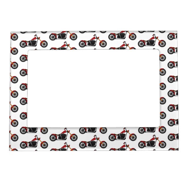 Chopper style motorcycle illustration magnetic frame (Front)