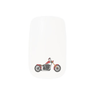 Chopper style motorcycle illustration minx nail art
