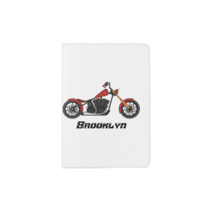 Chopper style motorcycle illustration passport holder
