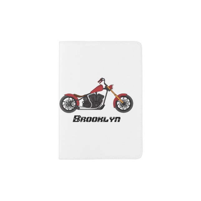 Chopper style motorcycle illustration passport holder (Front)