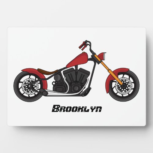 Chopper style motorcycle illustration plaque