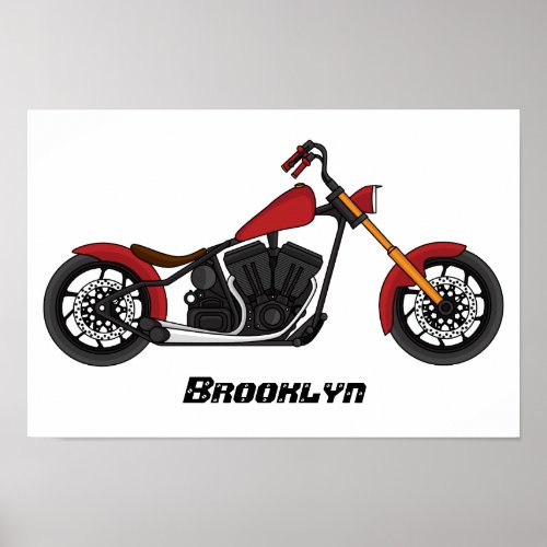 Chopper style motorcycle illustration poster