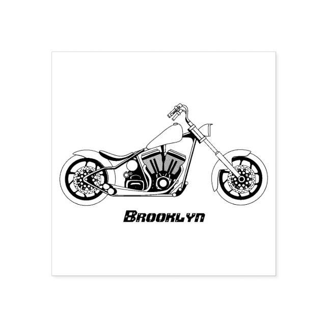 Chopper style motorcycle illustration rubber stamp (Imprint)