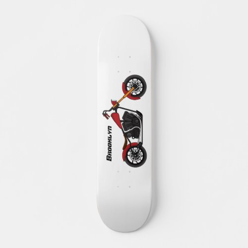 Chopper style motorcycle illustration skateboard