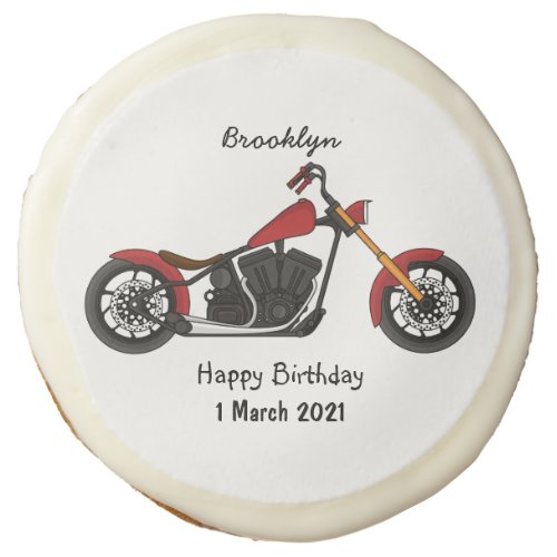 Chopper style motorcycle illustration sugar cookie