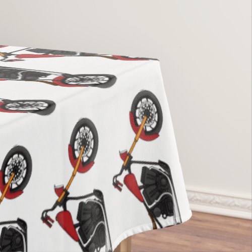 Chopper style motorcycle illustration tablecloth