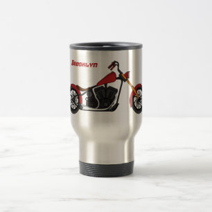 Chopper style motorcycle illustration travel mug