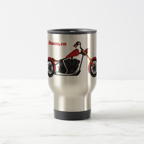 Chopper style motorcycle illustration travel mug