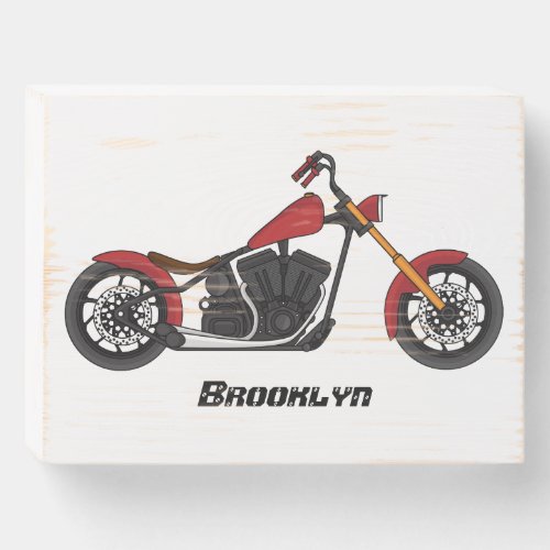 Chopper style motorcycle illustration wooden box sign