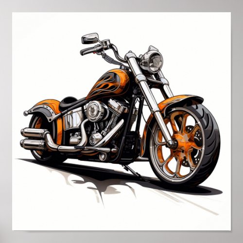 Chopper Style Motorcycle Poster