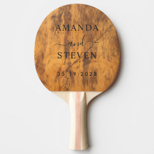 Chopping Block Couple Names with Wedding Date Ping Pong Paddle