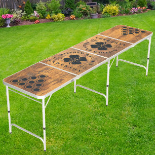Chopping Block Irish Lucky Clover Wedding Crest Beer Pong Table