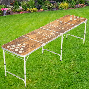 Chopping Block Modern Leaf Wedding Monogram CR Beer Pong Table