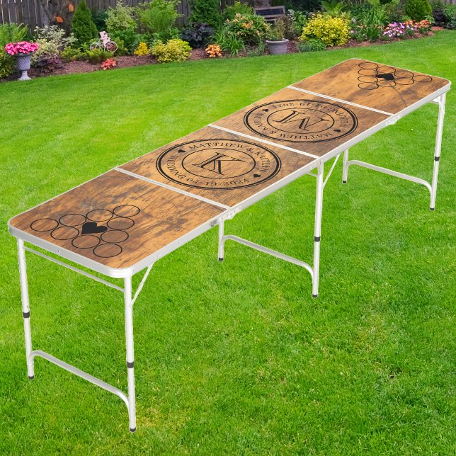 Chopping Block Wedding Monogram Heart Beer Pong Table (Creator Uploaded)