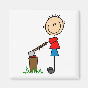 Chopping Wood Stick Figure Tshirts and Gifts Magnet