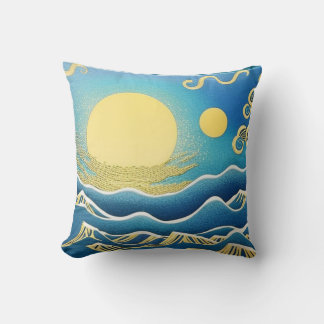 Choppy Golden Seas Throw Pillow