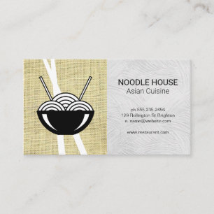 Chopsticks Burlap Fabric   Noodle Restaurant Business Card