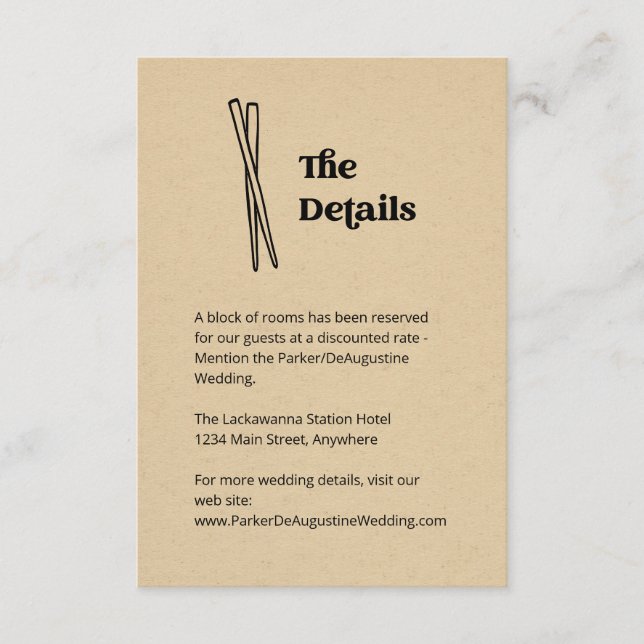 Chopsticks Wedding Information Details Enclosure (Front)