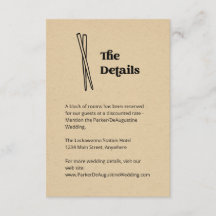 Chopsticks Wedding Information Details Enclosure