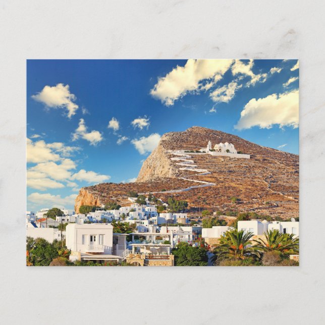 Chora with Panagia church in Folegandros Postcard (Front)