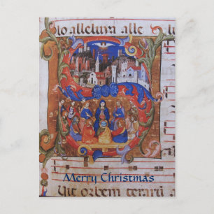 CHORAL MUSIC CHRISTMAS PARCHMENT WITH SAINTS HOLIDAY POSTCARD