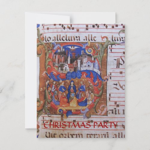 CHORAL MUSIC CHRISTMAS PARCHMENT WITH SAINTS INVITATION