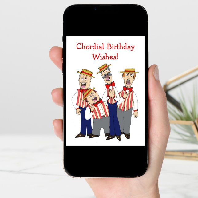 Chordial Birthday Men's Cartoon Quartet Card (Front Digital)
