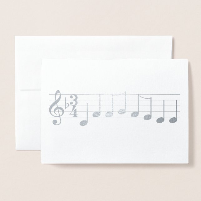 Chords We Wish you a Merry Christmas Music Notes Foil Card (Front With Envelope)