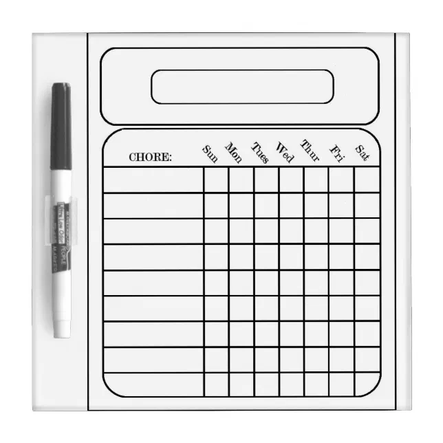 Chore Assigned Chart Small w/ Pen Dry Erase Board | Zazzle