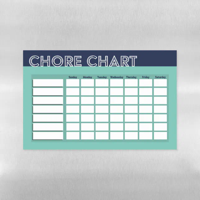 Chore Chart (Blue) Magnetic Dry Erase Sheet | Zazzle
