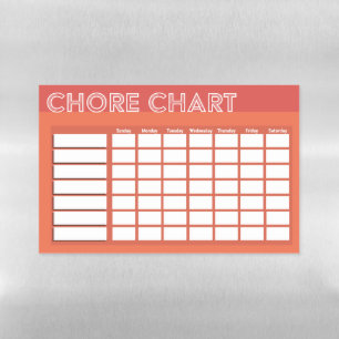 Chore Chart (Coral) Magnetic Dry Erase Sheet