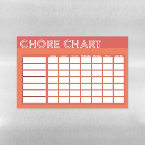 Chore Chart Coral Magnetic Dry Erase Sheet