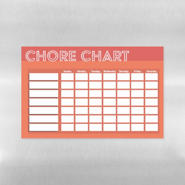 Chore Chart (Coral) Magnetic Dry Erase Sheet (Horizontal)