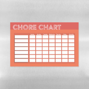 Chore Chart (Coral) Magnetic Dry Erase Sheet