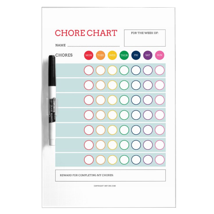 Chore Chart Dry Erase board | Zazzle