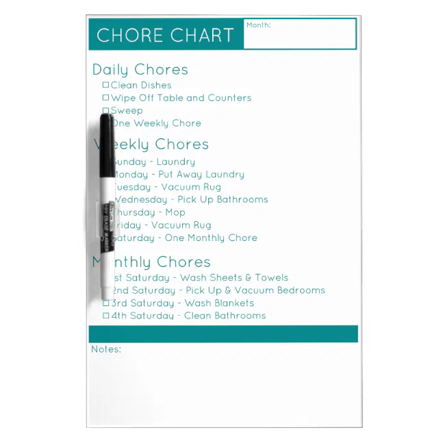Chore Chart Dry Erase Board | Zazzle