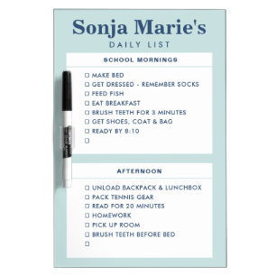 Chore Chart Dry Erase Board Custom AM PM Sections 