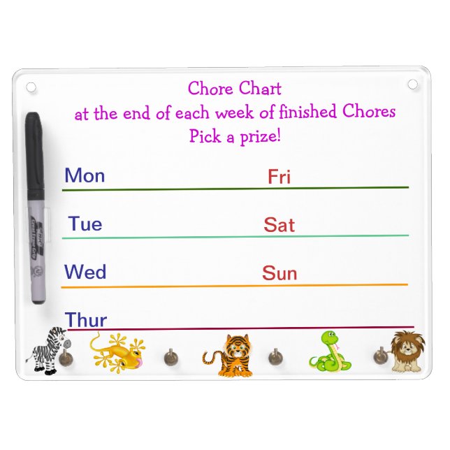 Chore Chart Dry Erase board Pick a prize (Front)