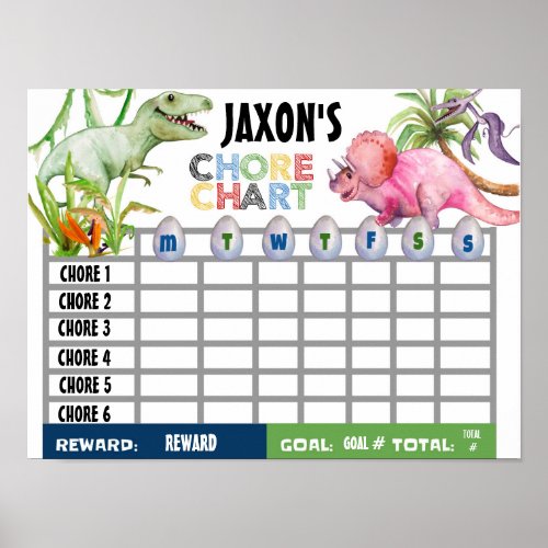 CHORE CHARTKIDS CHART DINOSAUR POSTER