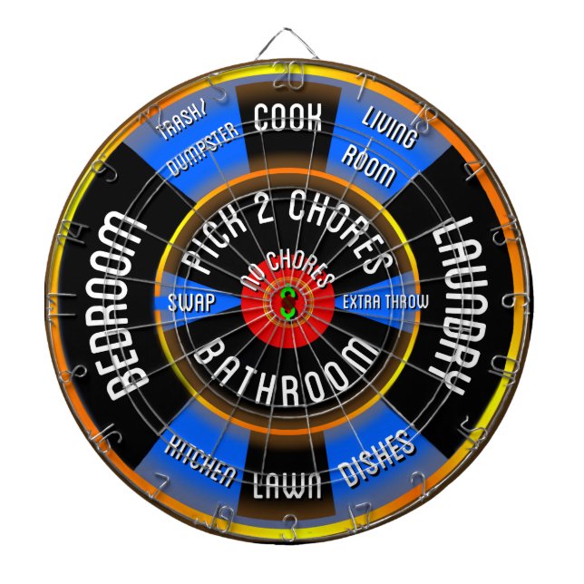 Chore Chart List Dart Board, Fun Chore list game Board (Front)