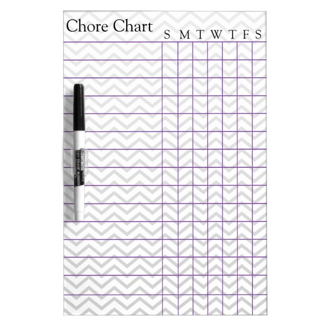 Chore Chart List Stripes Weekly Chevron Gray Dry Erase Board (Front)