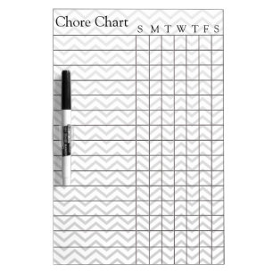 Chore Chart List Stripes Weekly Chevron Gray Dry Erase Board