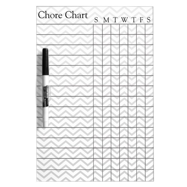 Chore Chart List Stripes Weekly Chevron Gray Dry Erase Board (Front)