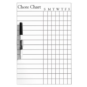 Chore Chart List Stripes Weekly  Gray Dry-Erase Board