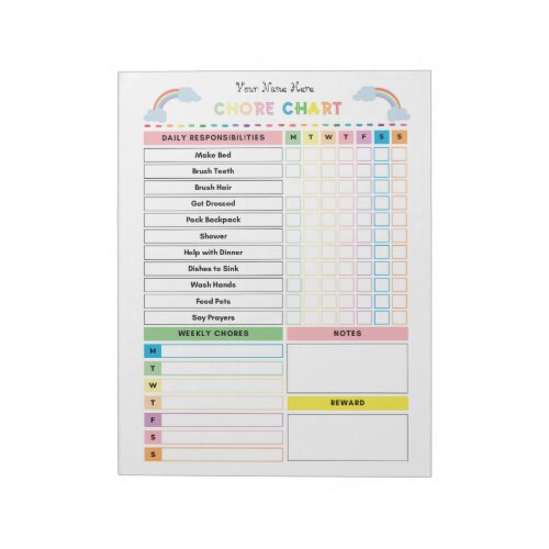 Chore Chart Notepad for Kids  To Do ListRewards