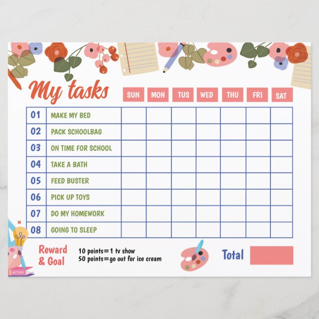 Chore Chart Template  (Front)